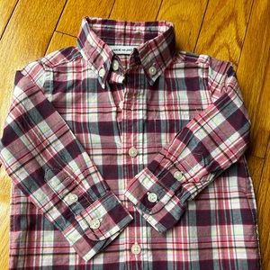 EUC, size 6m-12m, Janie and Jack boys maroon plaid button down.